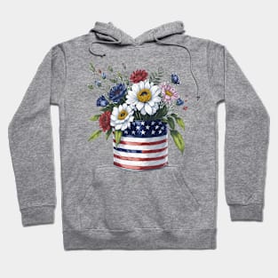 Vivid Summer Flower in USA Flag Tin Can Hoodie